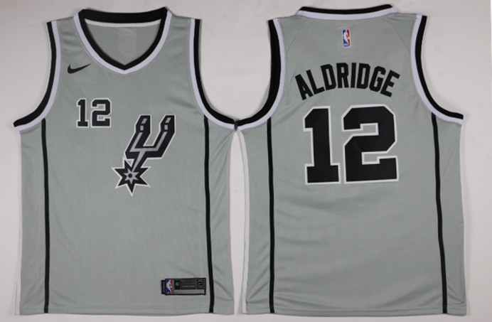 Men San Antonio Spurs #12 Aldridge Grey Game Nike NBA Jerseys->new york knicks->NBA Jersey